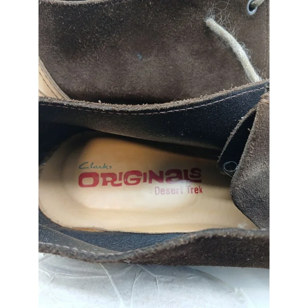 Clarks Originals Desert Trek Brown Suede Lace Up Shoes Crepe Sole Mens Size 12